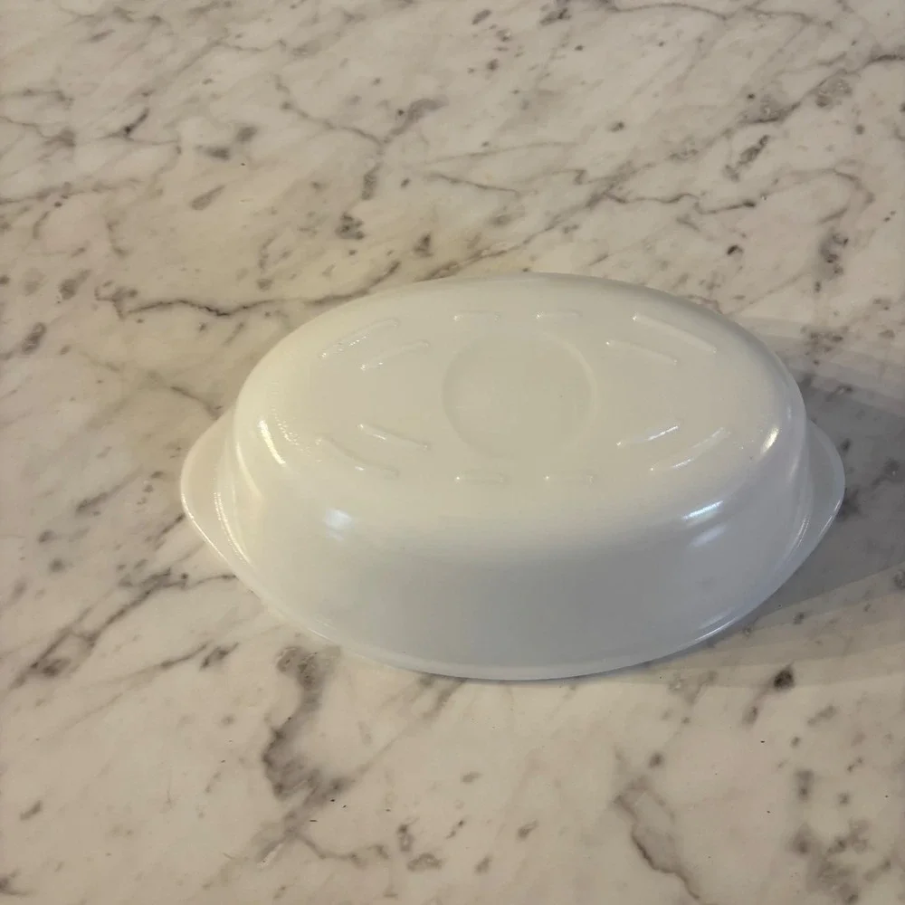 Glasbake White Milk Glass Oval Casserole Baking Dish 1 Qt J-235 Made in USA‎